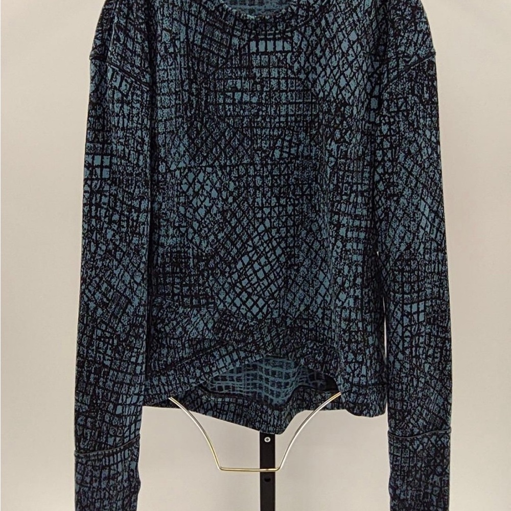 lululemon athletica Black and Teal Grid-Pattern Long Sleeve Tee